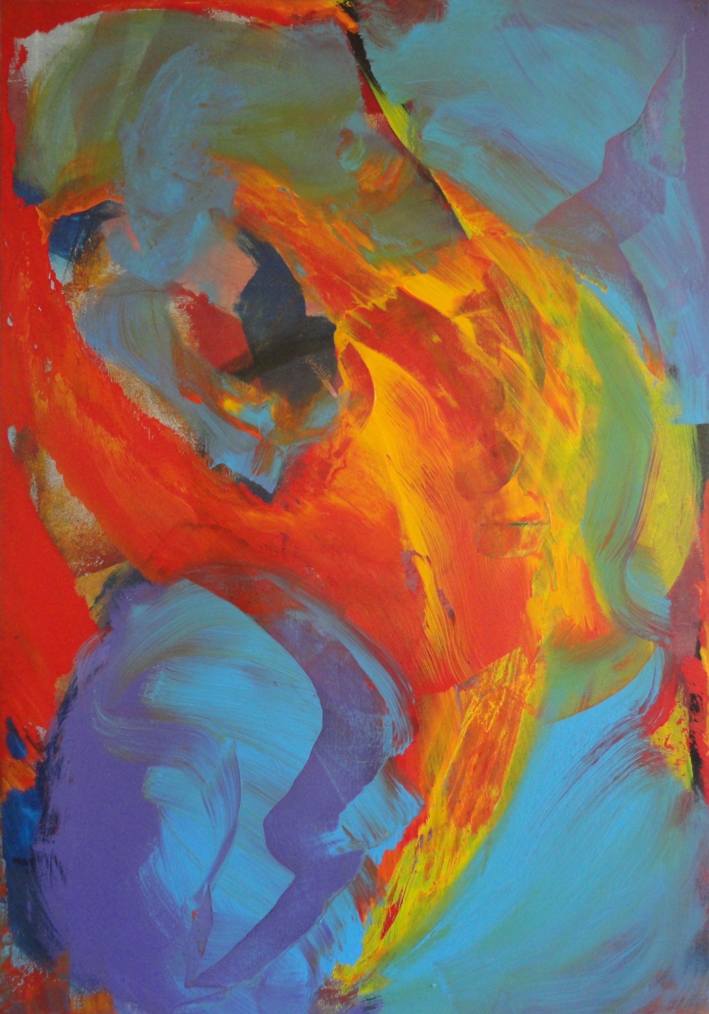 Waves of Flaming Passion, 2017, acrylic on canvas by Uroš Paternu