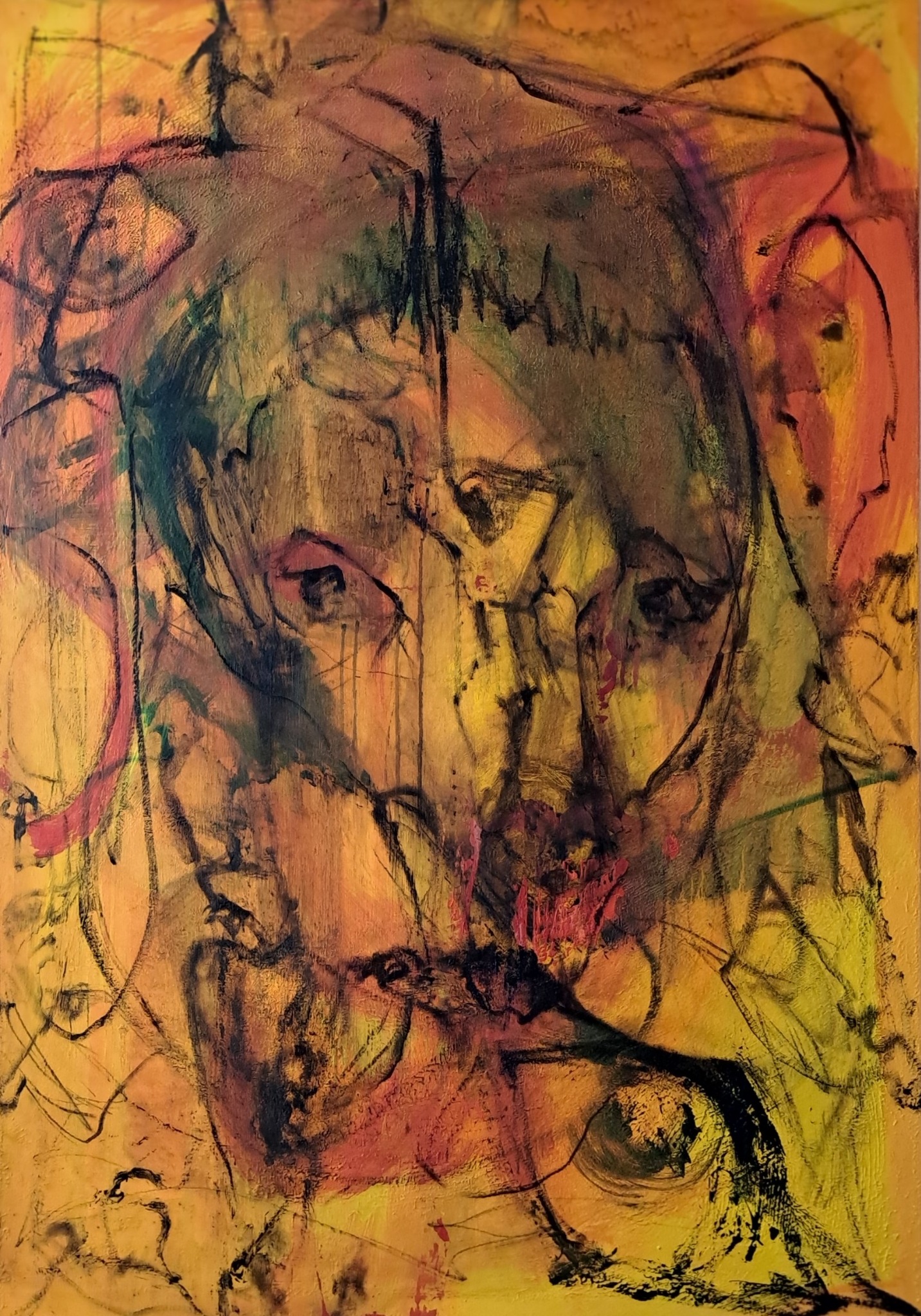 The Prophet of Puppets, 2024, acrylic on canvas by Uroš Paternu
